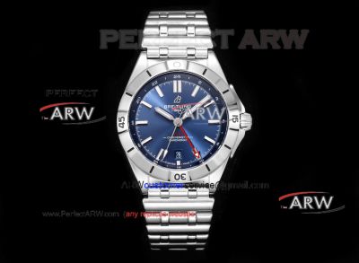 Swiss Replica Breitling Chronomat Automatic GMT 40mm Blue Dial SS Watch